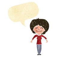 cartoon woman shrugging shoulders with speech bubble N22