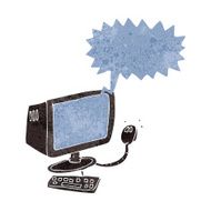 cartoon computer with speech bubble