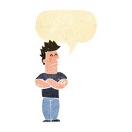 cartoon sulking man with speech bubble N2