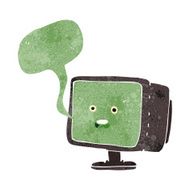 cartoon computer screen with speech bubble