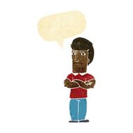 cartoon annoyed man with folded arms speech bubble
