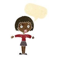cartoon shocked woman with speech bubble N8