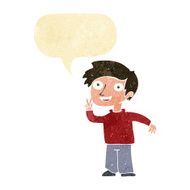 cartoon boy posing for photo with speech bubble N2