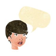 cartoon pretty female face with speech bubble N8