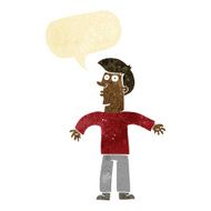 cartoon man shrugging shoulders with speech bubble N5