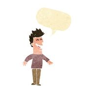 cartoon happy man with speech bubble N26