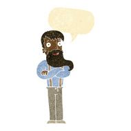 cartoon bearded hipster man with speech bubble