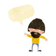 cartoon happy bearded man waving with speech bubble N2