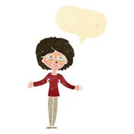 cartoon woman wearing spectacles with speech bubble N4