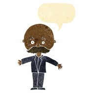 cartoon bald man with open arms speech bubble