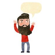 cartoon bearded man waving arms with speech bubble N2