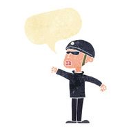 cartoon security guy with speech bubble N2