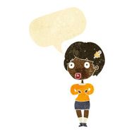 cartoon surprised woman with speech bubble N16