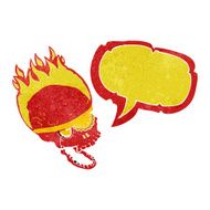 cartoon spooky skull with eye patch speech bubble