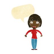 cartoon surprised woman with speech bubble N17