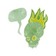 cartoon spooky skull with speech bubble N17