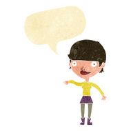 cartoon happy woman with speech bubble N19