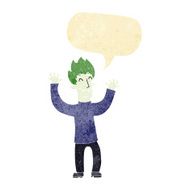cartoon happy vampire man with speech bubble N4