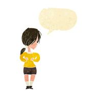 cartoon shy woman with speech bubble N3