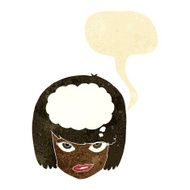 cartoon woman thinking with speech bubble N3