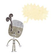 cartoon sad robot with speech bubble