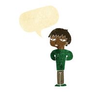 cartoon antisocial boy with speech bubble