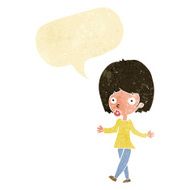 cartoon confused woman with speech bubble N5