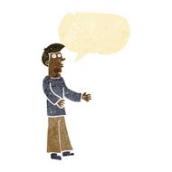 cartoon curious man with speech bubble N6