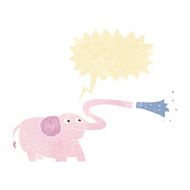 cartoon elephant squirting water with speech bubble N3