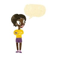 cartoon pretty woman with speech bubble N13