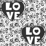 Cute hand drawn text background with love words and hearts