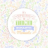 Floral seamless background and vintage typography spring lettering
