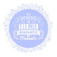 Blue banner with flower ornaments and vintage typography lettering