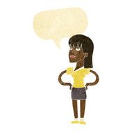 cartoon woman with hands on hips speech bubble N13
