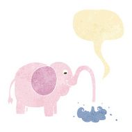 cartoon elephant squirting water with speech bubble N4