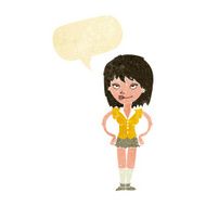 cartoon woman with hands on hips speech bubble N14