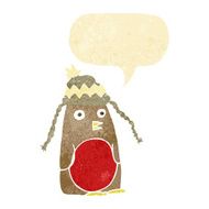 cartoon robin in hat with speech bubble