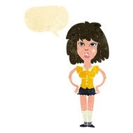 cartoon woman been in fight with speech bubble N2