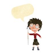 cartoon crazy woman with spear speech bubble N2
