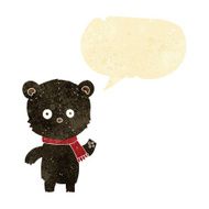 cartoon black bear waving with speech bubble N2