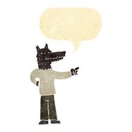 cartoon pointing wolf man with speech bubble