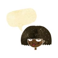 cartoon mean female face with speech bubble
