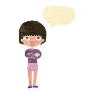 cartoon woman with folded arms speech bubble N2
