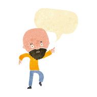 cartoon worried old man pointing with speech bubble N2