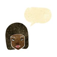 cartoon annoyed female face with speech bubble