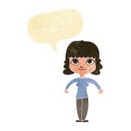 cartoon woman shrugging shoulders with speech bubble N26