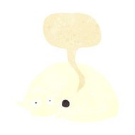 cartoon curled up dog with speech bubble N2