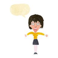 cartoon shocked woman with speech bubble N10