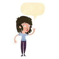 cartoon pretty woman waving with speech bubble N4