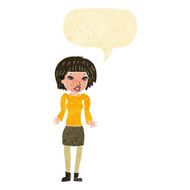 cartoon woman shrugging shoulders with speech bubble N27